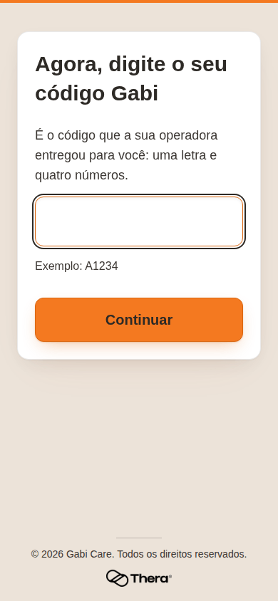 Tela do app Gabi pedindo o PIN de identificação de cinco caracteres.